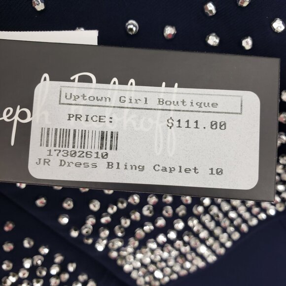 Joseph Ribkoff Embellished Sheath Cocktail Dress 10 Layered Sleeveless Navy Blue - Picture 14 of 14